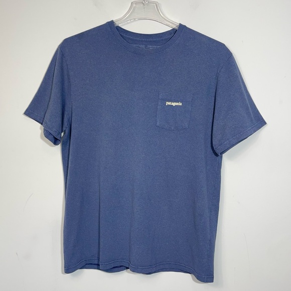 PATAGONIA LINE LOGO RIDGE POCKET RESPONSIBILI-TEE MEN'S BLUE BACK GRAPHIC LARGE - Picture 5 of 13